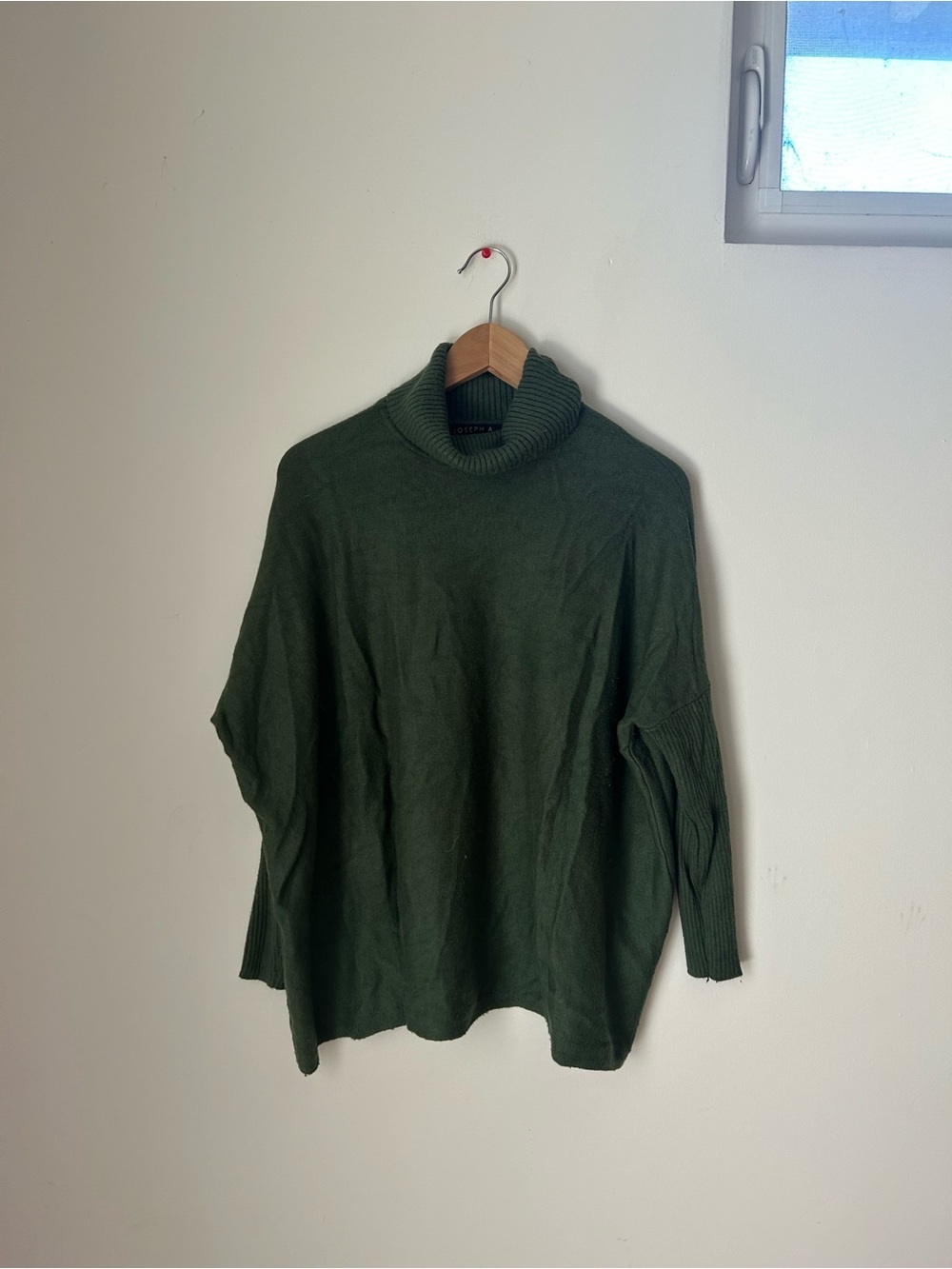 Joseph A Olive Green Cowl Turtleneck Sweater